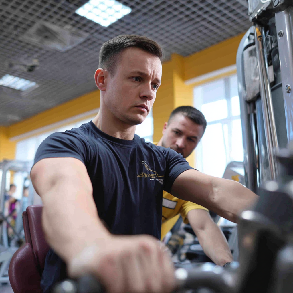 Професійний тренер з клієнтом